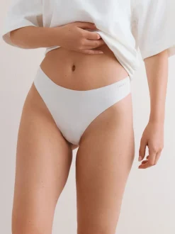 Crème/roze/zwart - Set van 3 slips van katoenmix zonder VPL