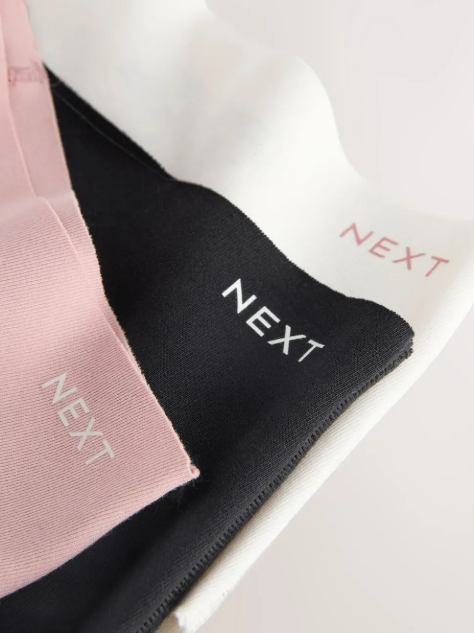 Crème/roze/zwart - Set van 3 slips van katoenmix zonder VPL
