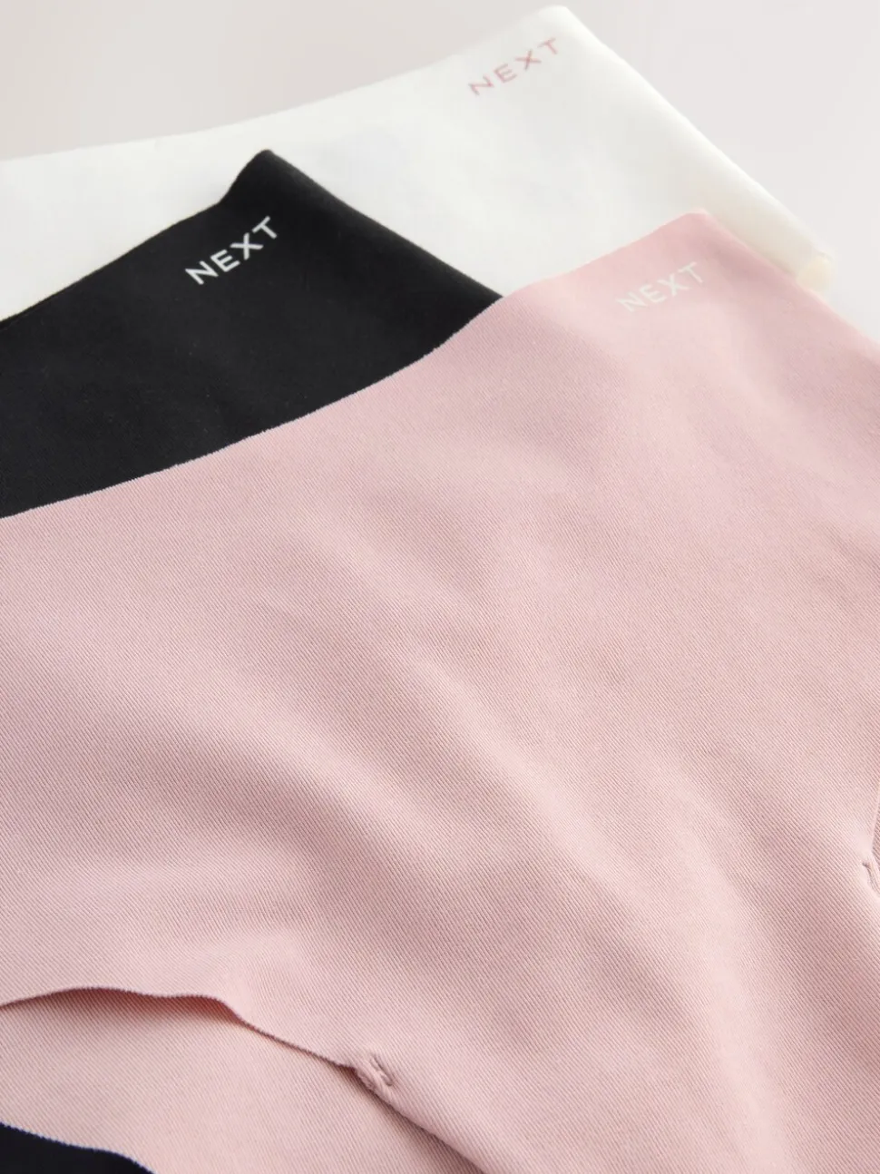 Crème/roze/zwart - Set van 3 slips van katoenmix zonder VPL