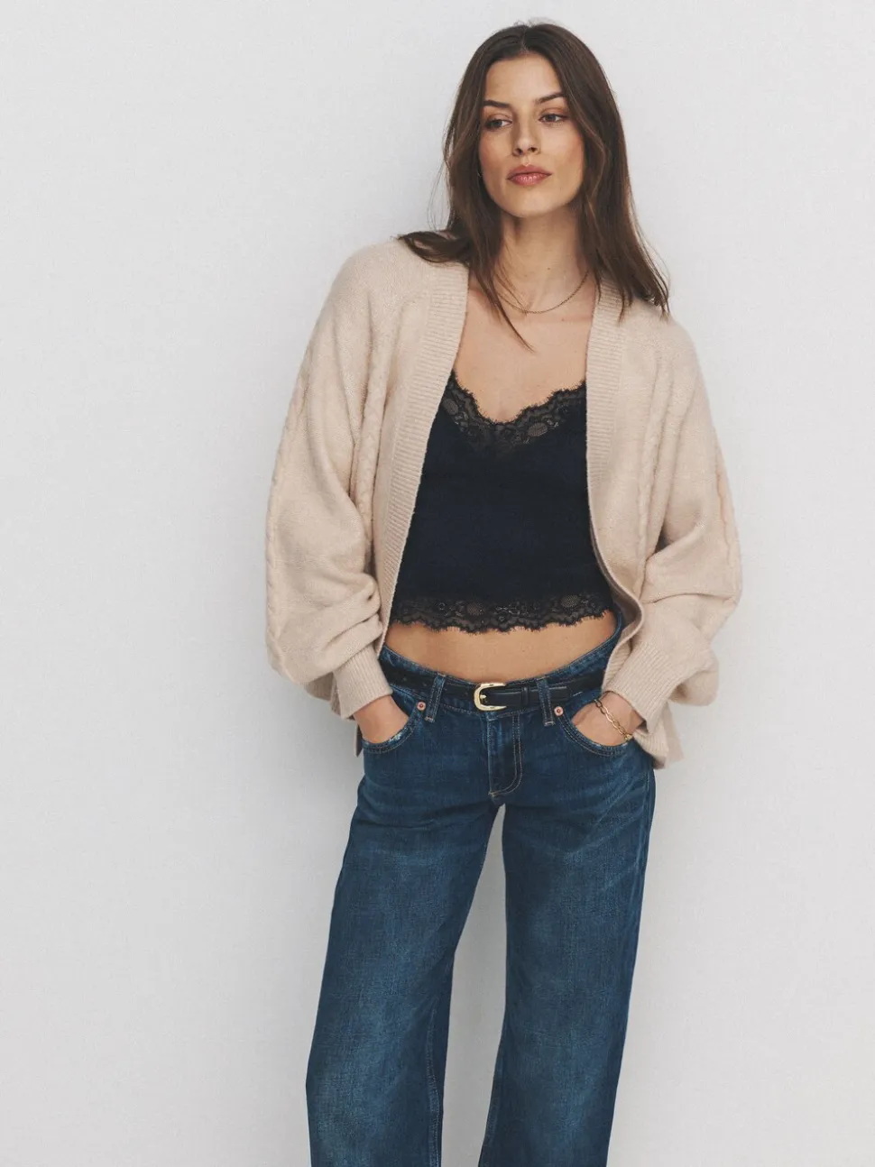 Crème/zwart - The Set 2 Pack Knitted Cable Cardigans