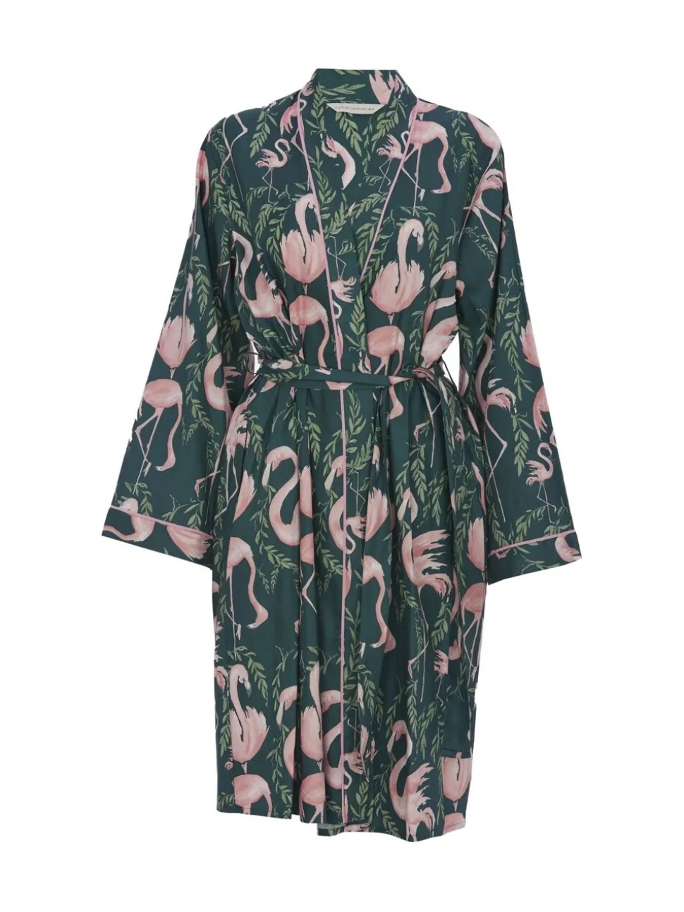 Cyberjammies - Korte smaragdgroene badjas met flamingoprint