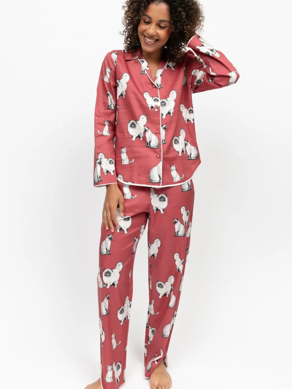 Cyberjammies Cat Print Long Sleeve Pyjamas Set