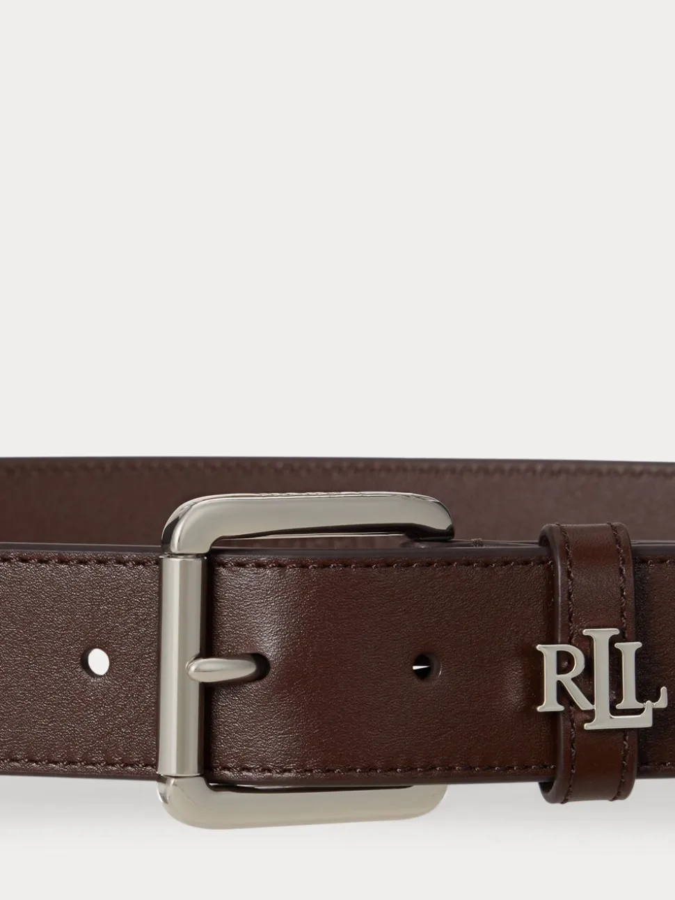Dark Hickory - Lauren Ralph Lauren 3.2cm Logo-Keeper Leather Belt