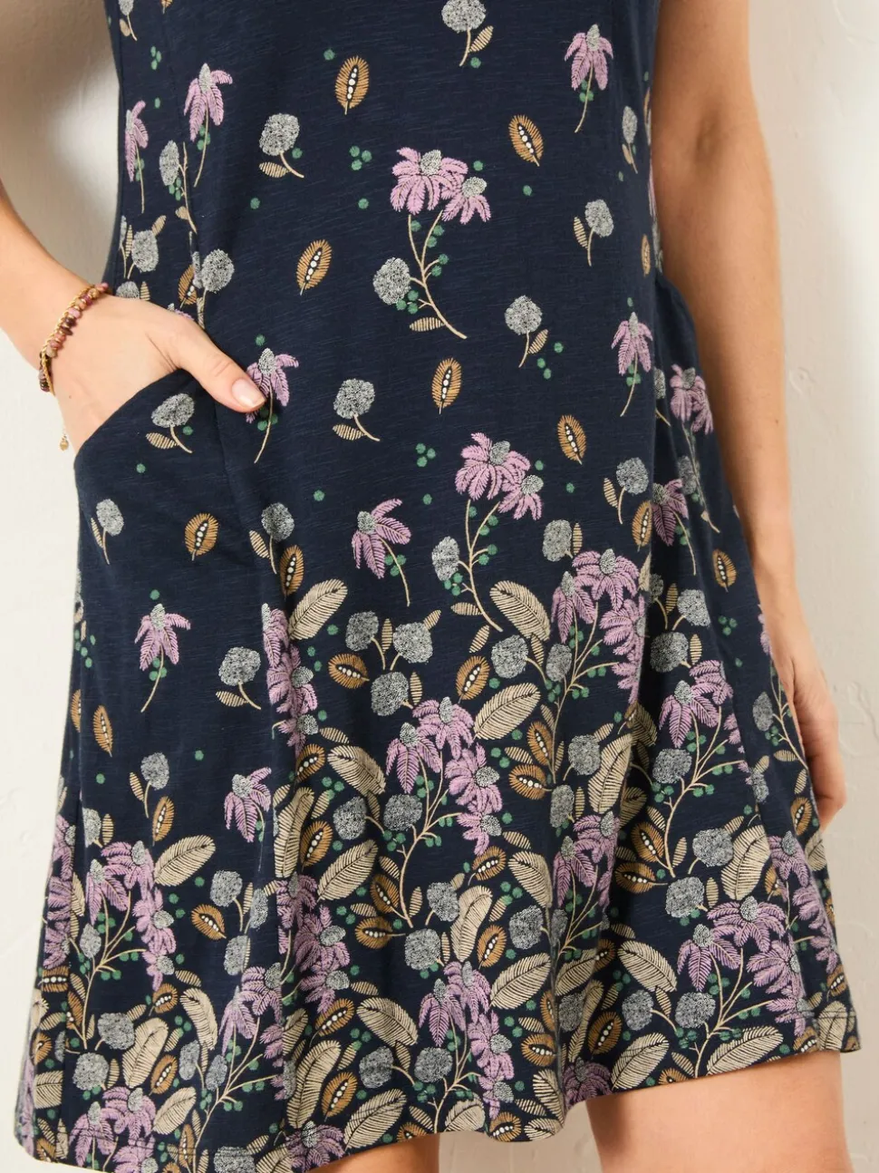 Dark Navy Leaves - FatFace - Jersey jurk