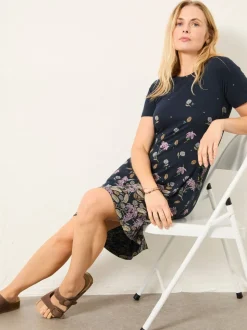Dark Navy Leaves - FatFace - Jersey jurk