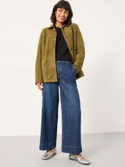 Denim donkerblauw - FatFace jeans met wijde pijpen en cropped model