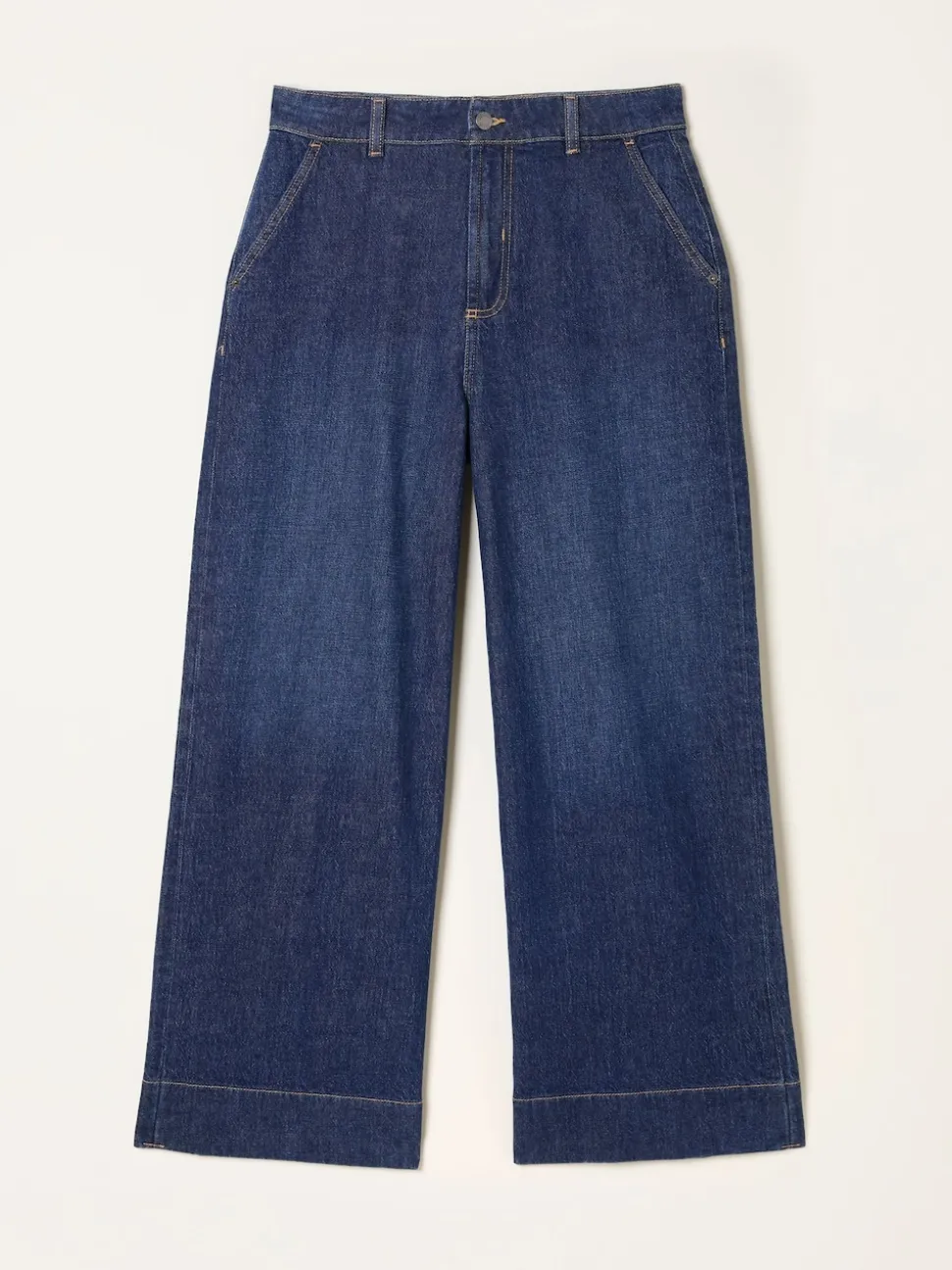 Denim donkerblauw - FatFace jeans met wijde pijpen en cropped model