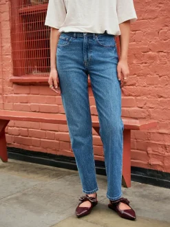 Denim donkerblauw - Mom Comfort Jeans met Stretch Column