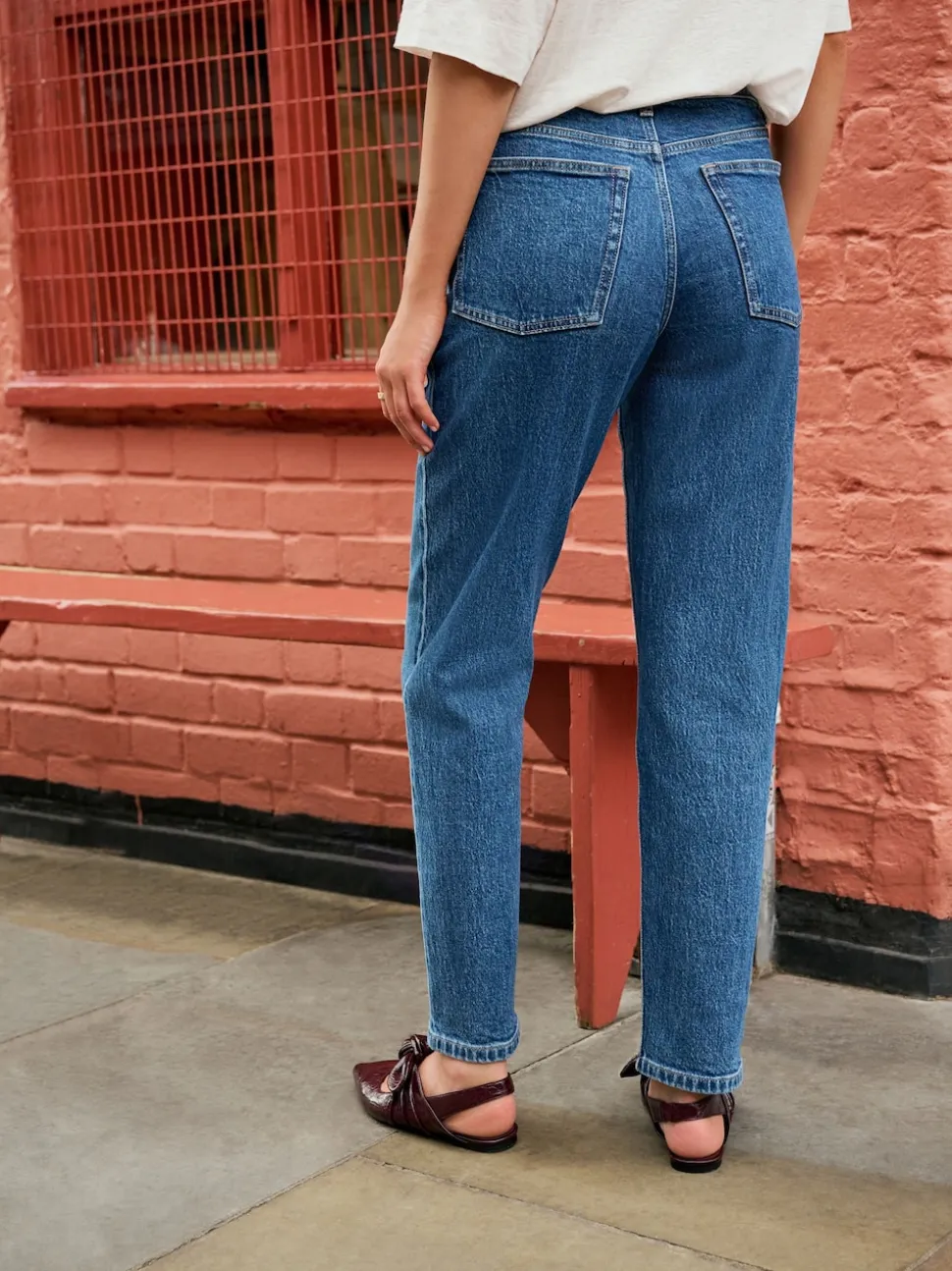 Denim donkerblauw - Mom Comfort Jeans met Stretch Column