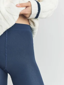 Donkerblauw - 1 paar met fleece gevoerde thermische maillot zonder voet