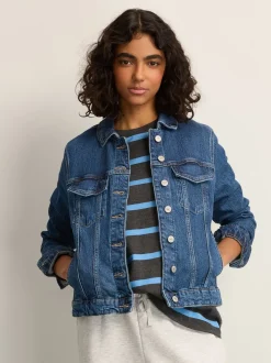 Donkerblauw - Aansluitend denim jack