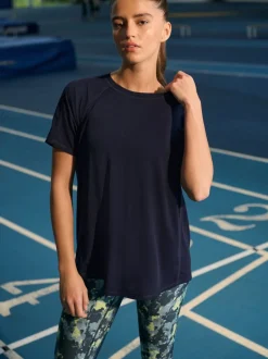 Donkerblauw - Active Crew Neck Short Sleeve T-Shirt