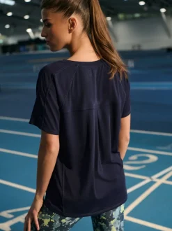 Donkerblauw - Active Crew Neck Short Sleeve T-Shirt