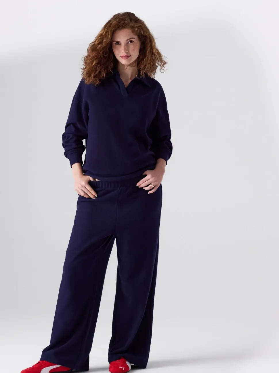 Donkerblauw - Behaaglijke zwangerschapsbroek met wijde pijpen