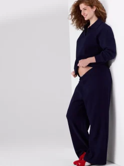 Donkerblauw - Behaaglijke zwangerschapsbroek met wijde pijpen