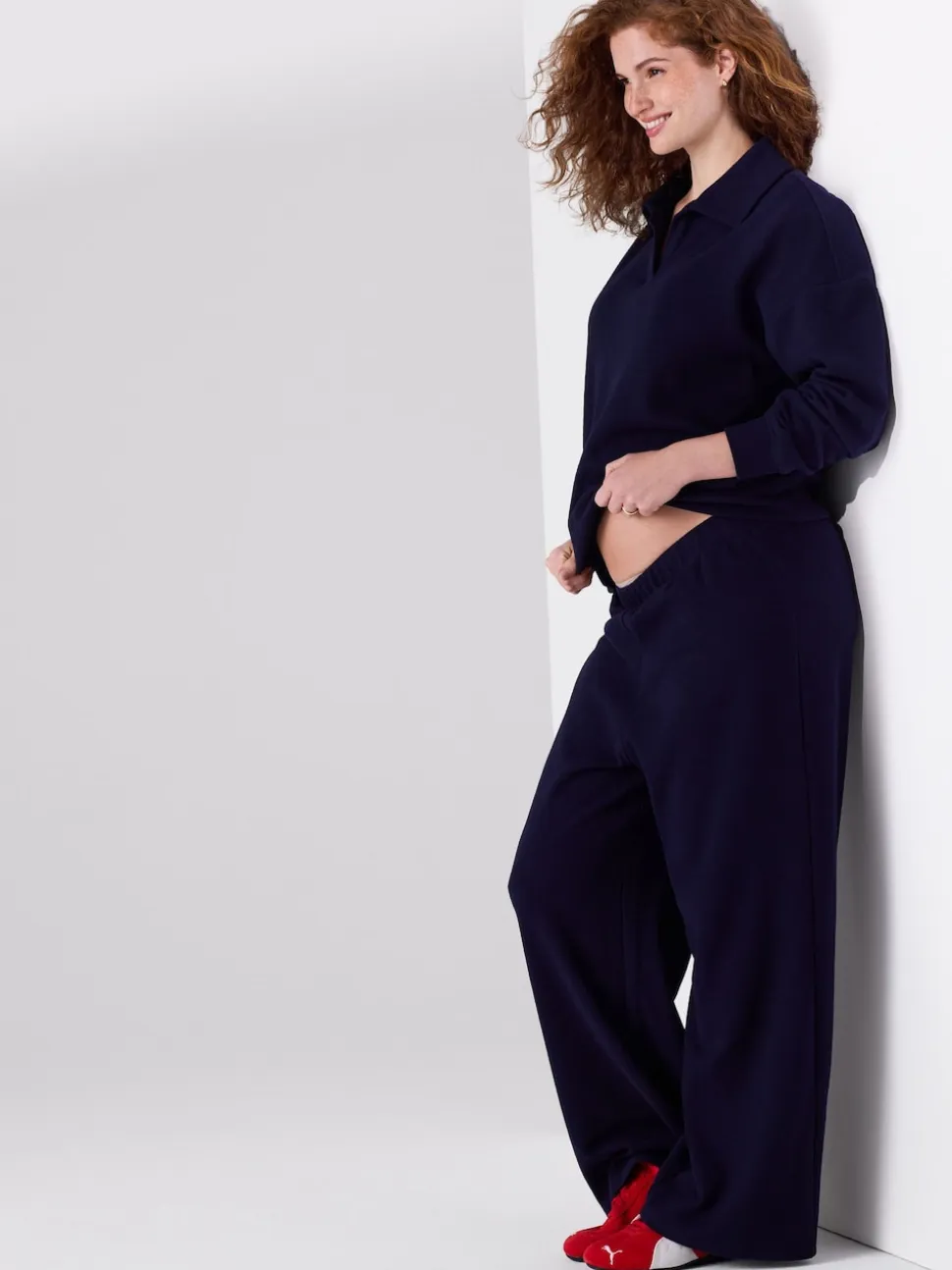 Donkerblauw - Behaaglijke zwangerschapsbroek met wijde pijpen