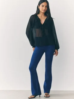 Donkerblauw - Check Jersey Bootcut Leggings