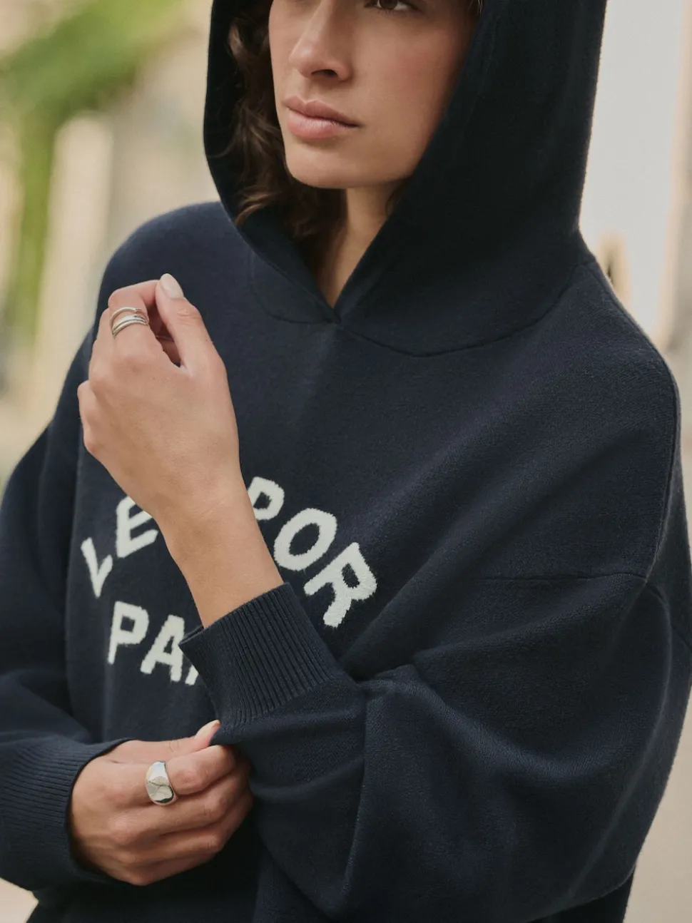 Donkerblauw - Compact Cosy Graphic Long Sleeve Hoodie