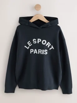 Donkerblauw - Compact Cosy Graphic Long Sleeve Hoodie