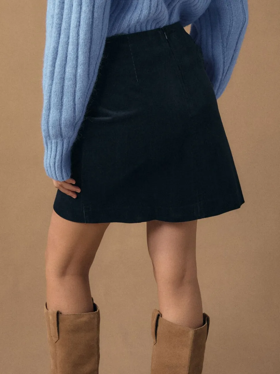 Donkerblauw - Corduroy minirok