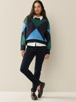 Donkerblauw - Corduroy skinny broek