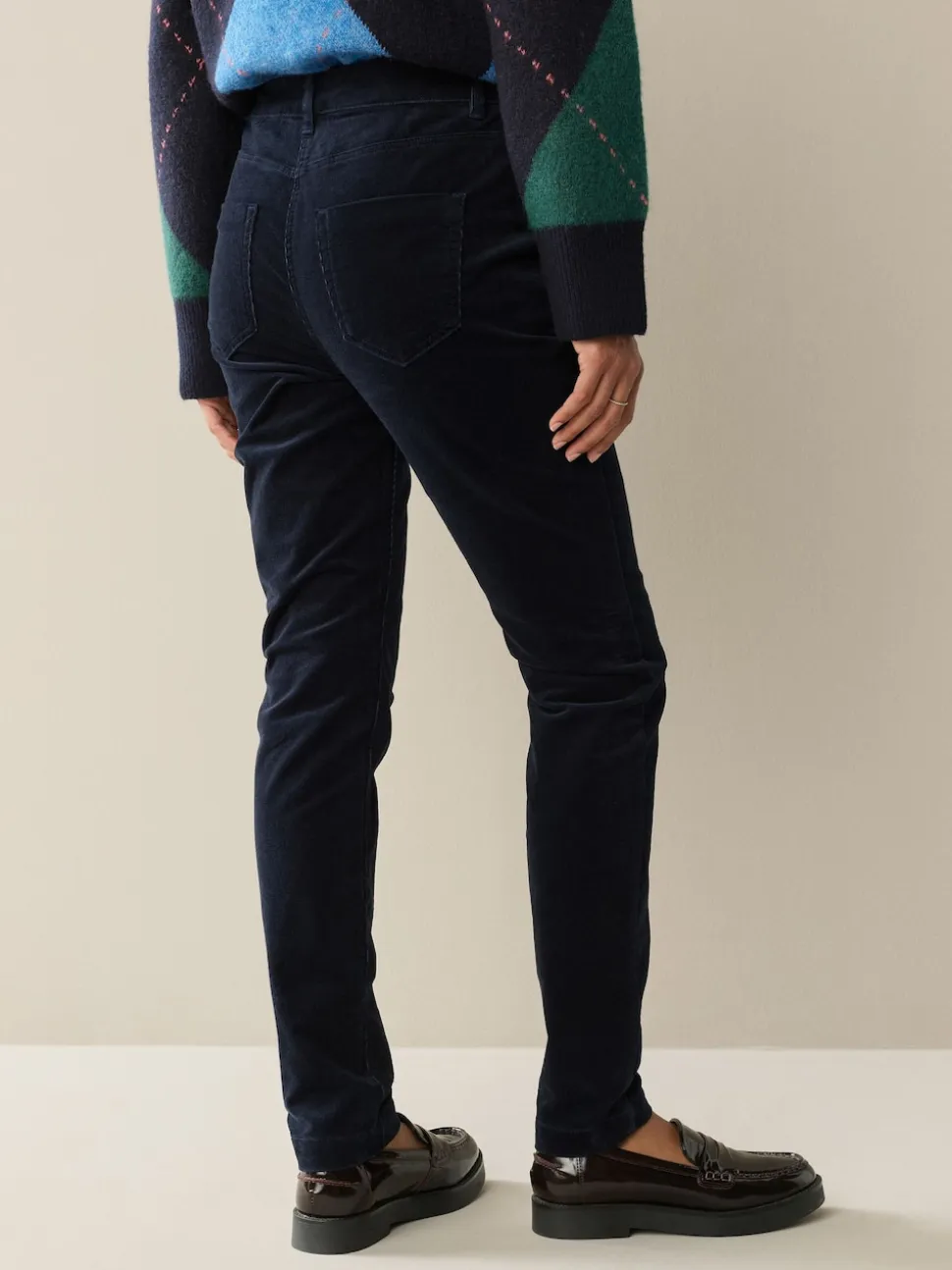 Donkerblauw - Corduroy skinny broek