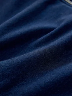 Donkerblauw - Denim Jersey Zip Through Hoodie
