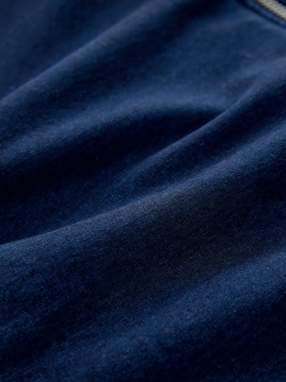 Donkerblauw - Denim Jersey Zip Through Hoodie