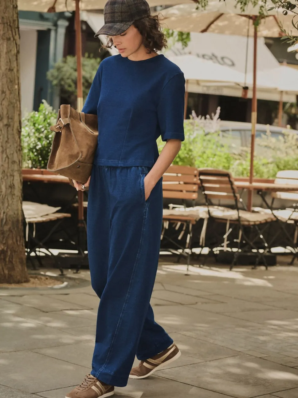 Donkerblauw - Denim Jersey Broeken met Barrel jeans