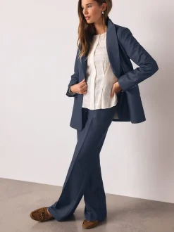 Donkerblauw - Denim Military Slim Flare Trousers