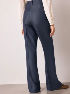 Donkerblauw - Denim Military Slim Flare Trousers