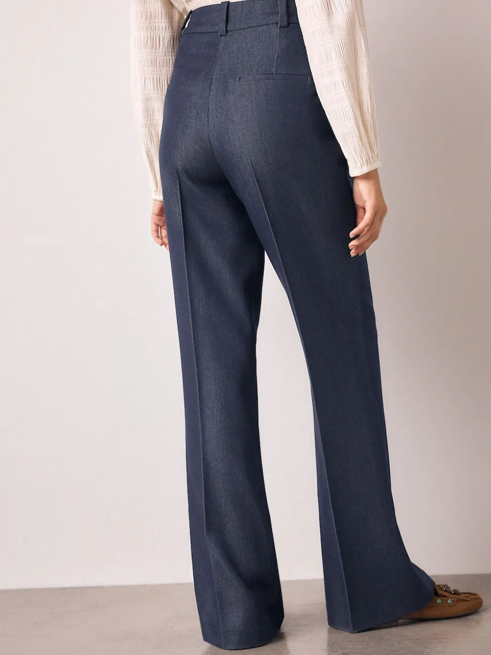 Donkerblauw - Denim Military Slim Flare Trousers