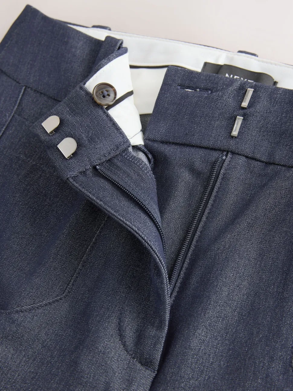 Donkerblauw - Denim Military Slim Flare Trousers