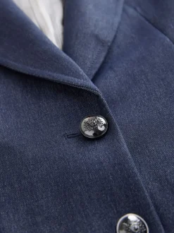 Donkerblauw - Denim Military Fitted Single Breasted Blazer
