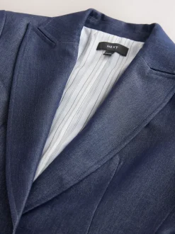 Donkerblauw - Denim Military Fitted Single Breasted Blazer