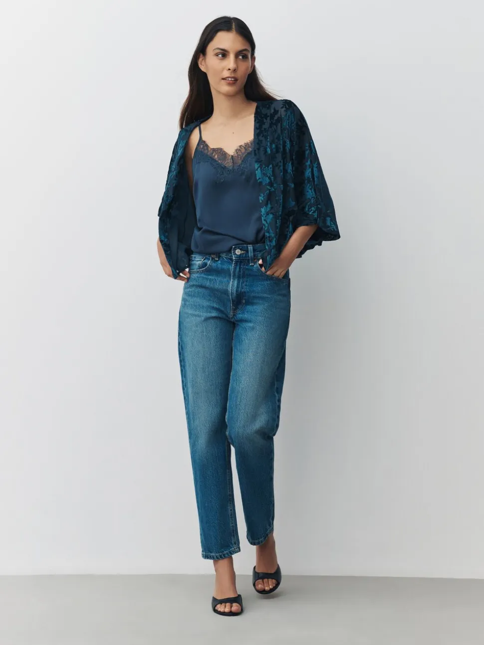 Donkerblauw - Devore Short Sleeve Cover Up