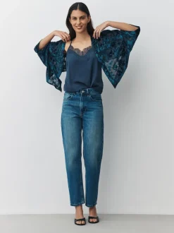 Donkerblauw - Devore Short Sleeve Cover Up