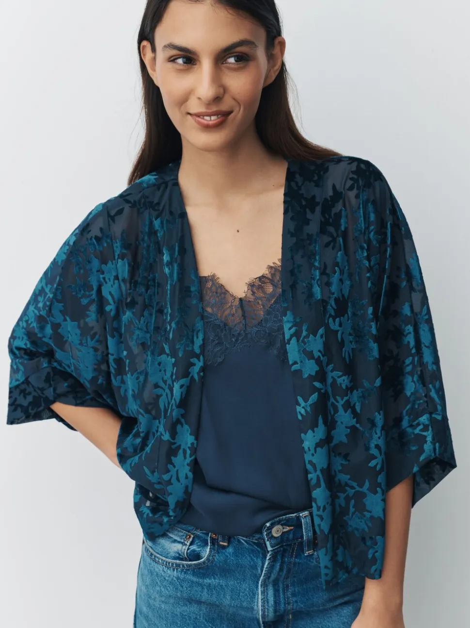 Donkerblauw - Devore Short Sleeve Cover Up