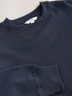 Donkerblauw - Essentials sweatshirt met relaxte pasvorm, lange snit en zakken