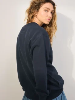 Donkerblauw - Essentials sweatshirt met relaxte pasvorm, lange snit en zakken