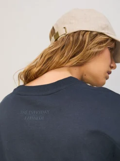 Donkerblauw - Essentials sweatshirt met relaxte pasvorm, lange snit en zakken