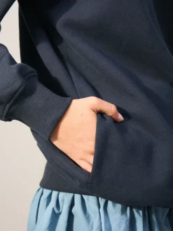 Donkerblauw - Essentials sweatshirt met relaxte pasvorm, lange snit en zakken