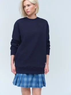 Donkerblauw - Essentials sweatshirt met relaxte pasvorm, lange snit en zakken