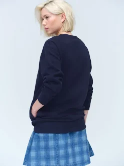 Donkerblauw - Essentials sweatshirt met relaxte pasvorm, lange snit en zakken