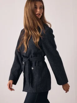 Donkerblauw - Fleck Boucle Belted Jacket