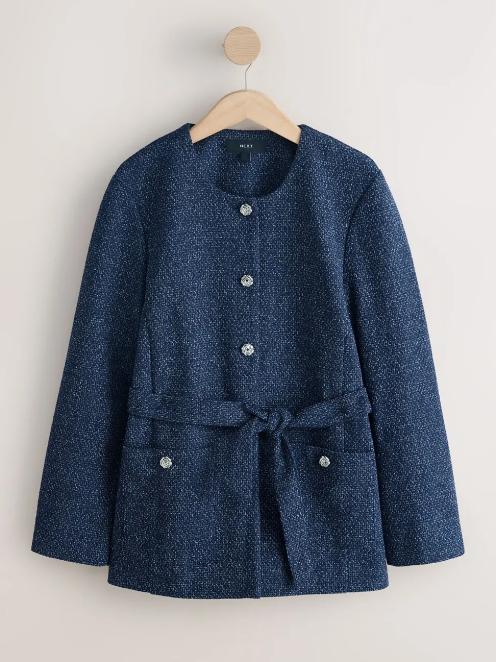 Donkerblauw - Fleck Boucle Belted Jacket