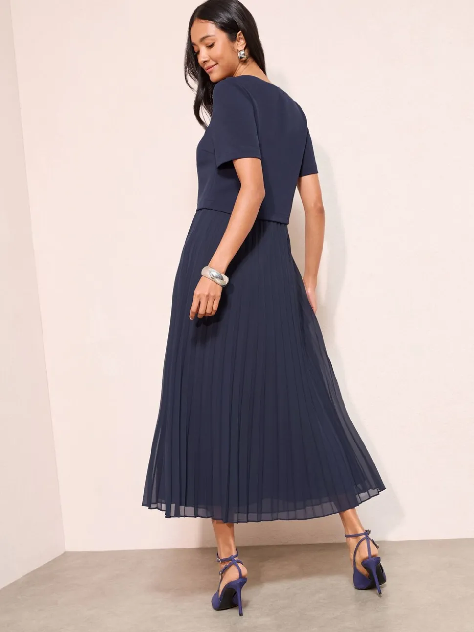 Donkerblauw - Friends Like These Button Down 2-In-1 Pleated Dress