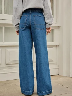 Donkerblauw - High Rise Utility Wijde pijpen Jeans