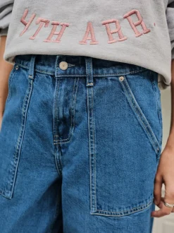 Donkerblauw - High Rise Utility Wijde pijpen Jeans