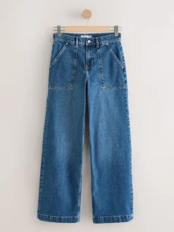 Donkerblauw - High Rise Utility Wijde pijpen Jeans
